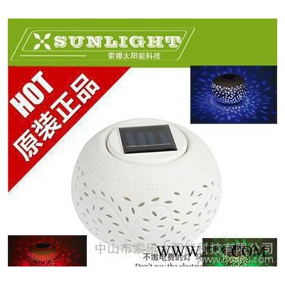 2015**出口太陽能大蘋果型陶瓷罐多彩光白光裝飾燈桌面燈