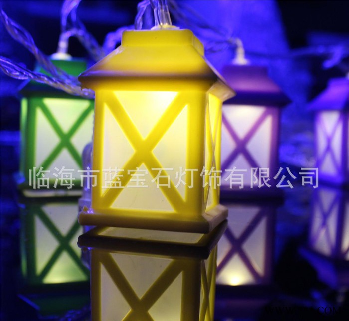 直銷LED裝飾燈串 塑料房子電池盒圣誕彩燈串 戶外太陽(yáng)能燈串
