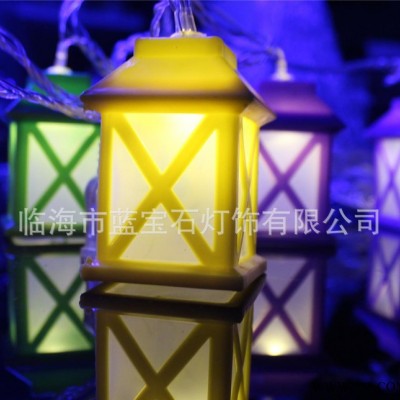 直銷LED裝飾燈串 塑料房子電池盒圣誕彩燈串 戶外太陽(yáng)能燈串