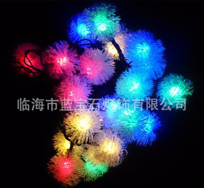 誠(chéng)信直銷 太陽(yáng)能LED燈串  圣誕裝飾彩燈 毛毛球雪花串燈