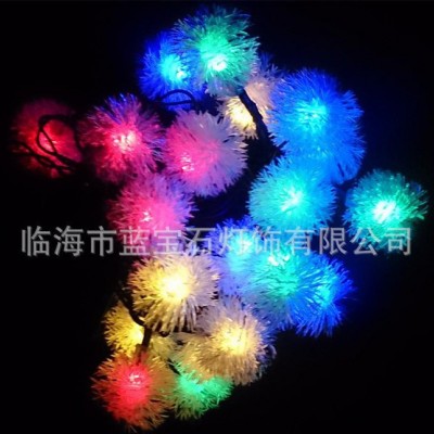 誠(chéng)信直銷 太陽(yáng)能LED燈串  圣誕裝飾彩燈 毛毛球雪花串燈