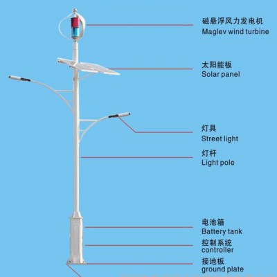 風光互補路燈，風光互補系統，垂直軸，磁懸浮，300W小型風力發電機