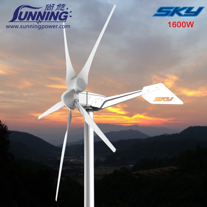 供應新疆地區1600W家用小型風力發電機風光互補供電系統**