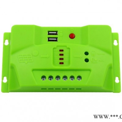 SR1012 太陽能控制器 10A 12V LED指示 自2個USB接口 PWM充電 太陽能智能控制器