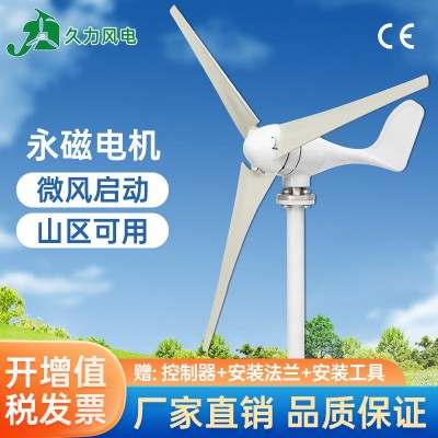 水平軸風力發(fā)電機戶外家用100W300W風能大功率12v24v永磁太陽能風 1個起批