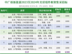 12.6GW！中廣核新能源2023至2024年光伏組件框架集采招標！
