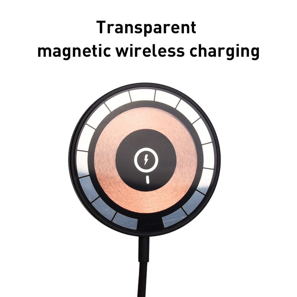 跨境現貨15W透明無線充電器magsafe快充適用蘋果磁吸無線充二合一