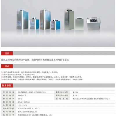 標稱電壓1KV及以下自愈式并聯(lián)電容器
