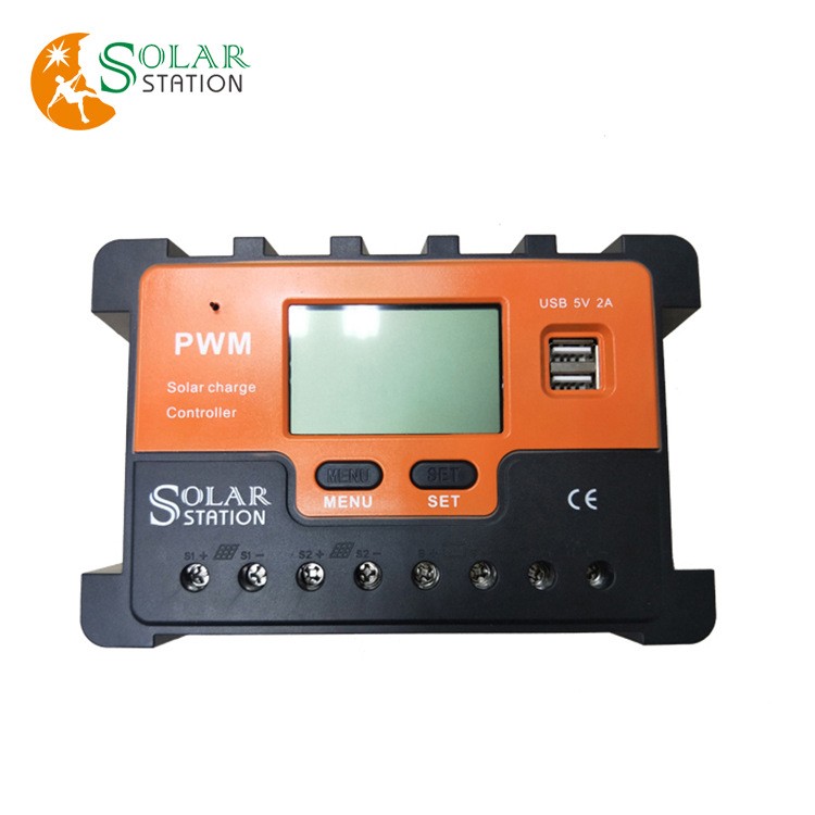 10A-60A太陽能充放電控制器12v24v48V太陽能控制器LCD顯示雙USB