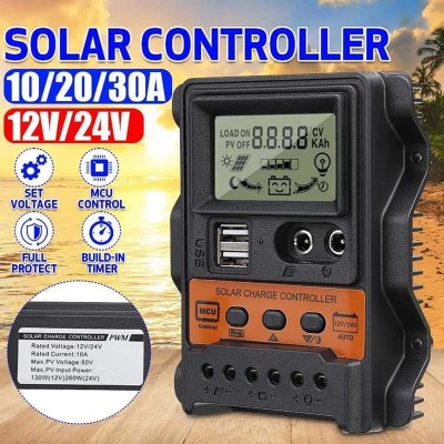 跨境PWM太陽能充電控制器 12V24V太陽能電池板控制器充電器調節器