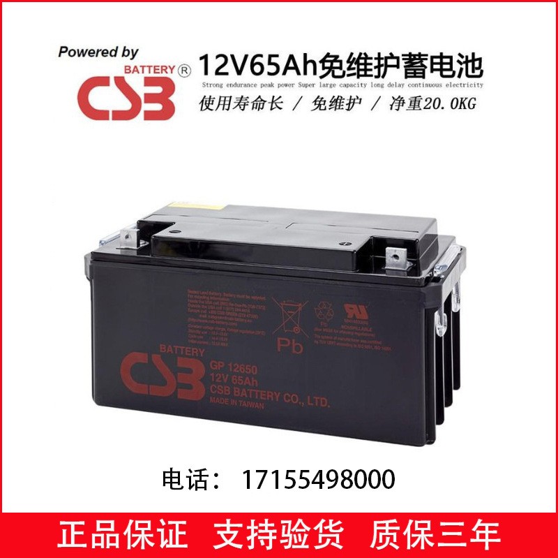 臺灣希世比CSB鉛酸蓄電池GP1265012V65AH100AH200AHUPS電源直流屏