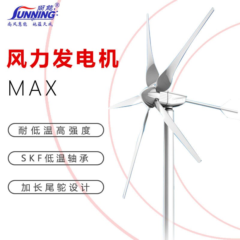 風光互補路燈監控供電 1000W工程用5葉片小型風力發電機 廣東尚能