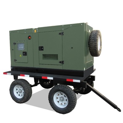 軍用柴油發(fā)電機(jī)組軍綠迷彩色靜音拖車型四輪濰柴動力高配國標(biāo)全銅