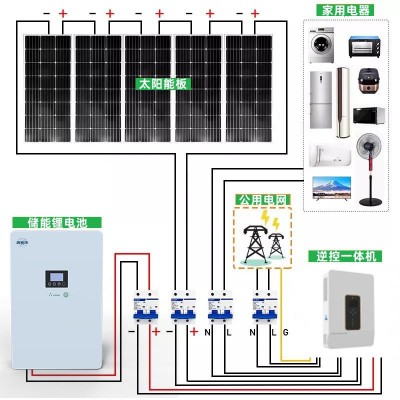 太陽能發電系統家用并離網UPS電源電池逆變一體光伏儲能 供電系統