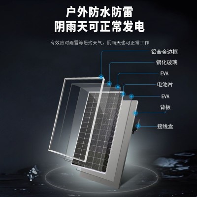 單晶太陽能板80W300W350W新款光伏板A級太陽能電池發 電系統18/36V